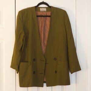 Vintage Linea Privata Chartreuse Houndstooth Blazer